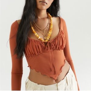 Urban Outfitters babydoll mesh crop ~ long sleeve NWT